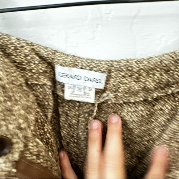 Gerard Darel Ankle Tan Brown Woven Cuff Zip Clasp Closure Trouser Pants 36 - Picture 6 of 13